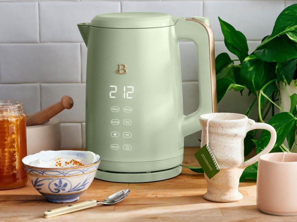 sage green kettle with touchscreen