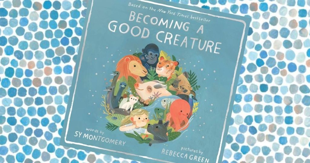 Becoming a Good Creature book with blue dots in background