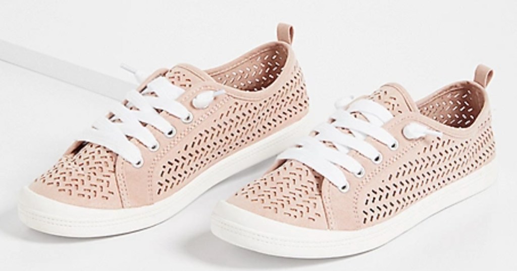 blush suede sneakers 