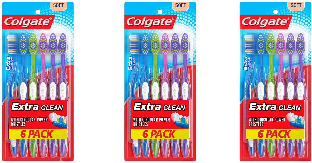 3 packs of Colgate toothbrushes