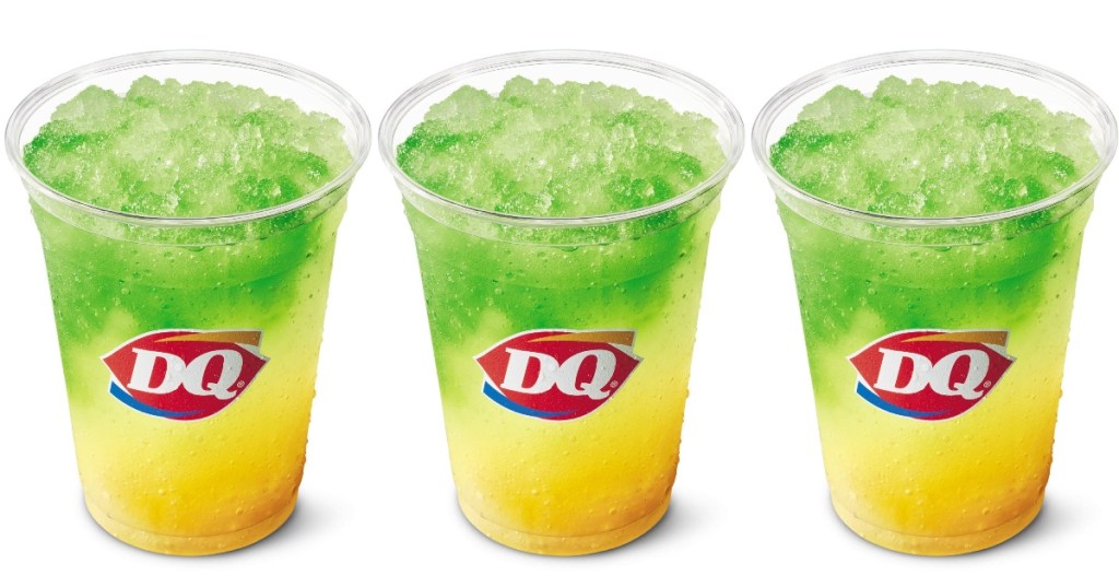 3 green and yellow Twisty Mistys from Dairy Queen