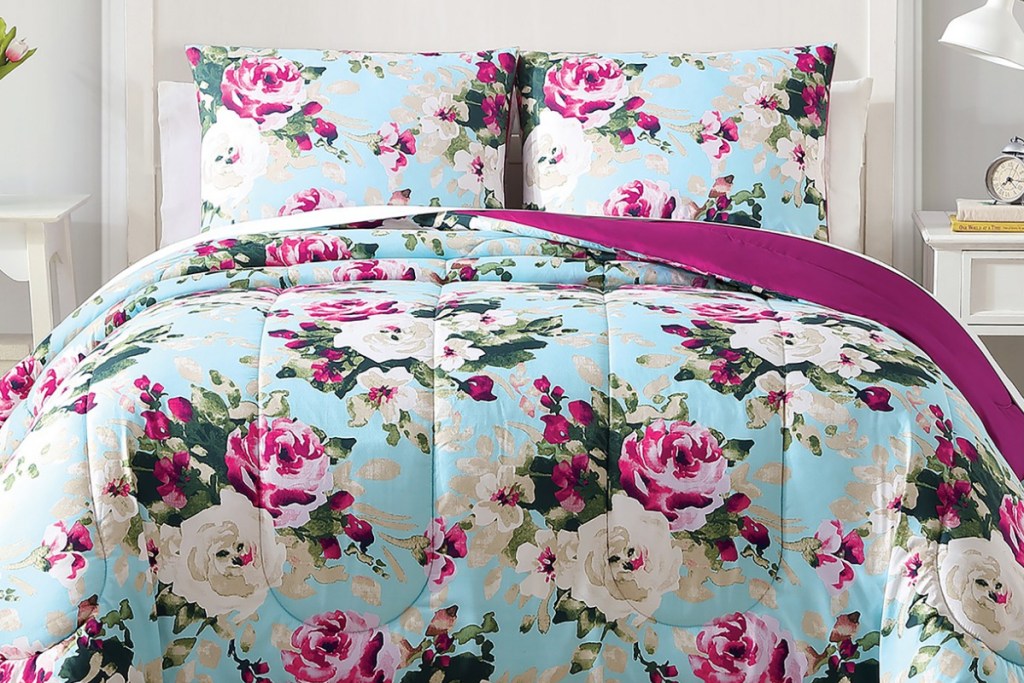 fushia floral bedding set