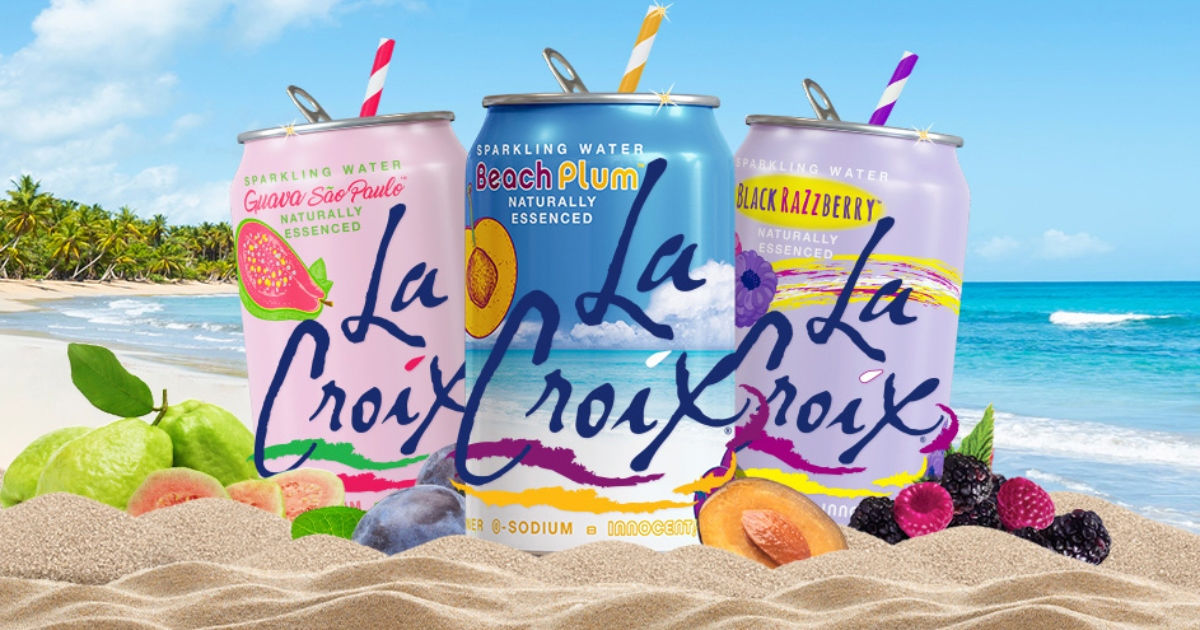 3 cans of La Croix on the beach