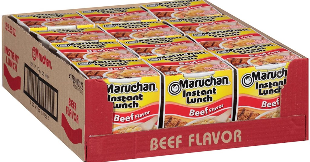 large pack of raman noodles in cardboard box