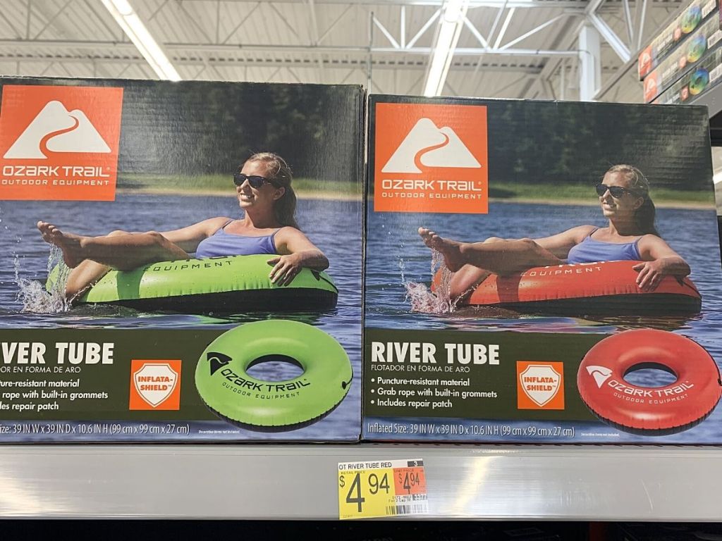 River tube boxes on store shelf