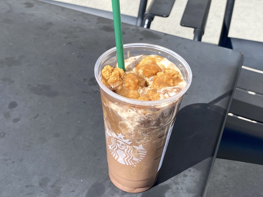 Starbucks frapp filled with fried chicken and gravy 