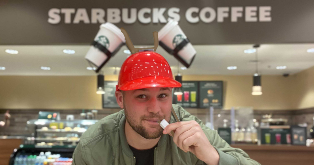 starbucks coffee helmet april fools prank