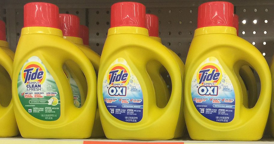 tide simply detergent on shelf