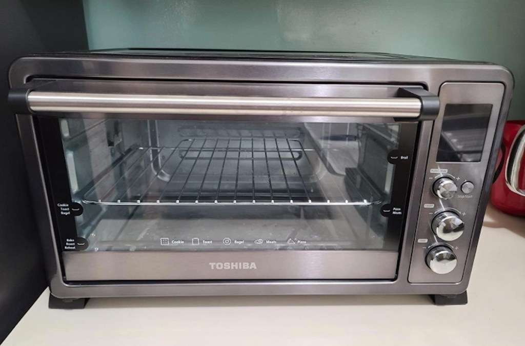 stainless steel toaster oven on kitchen counter