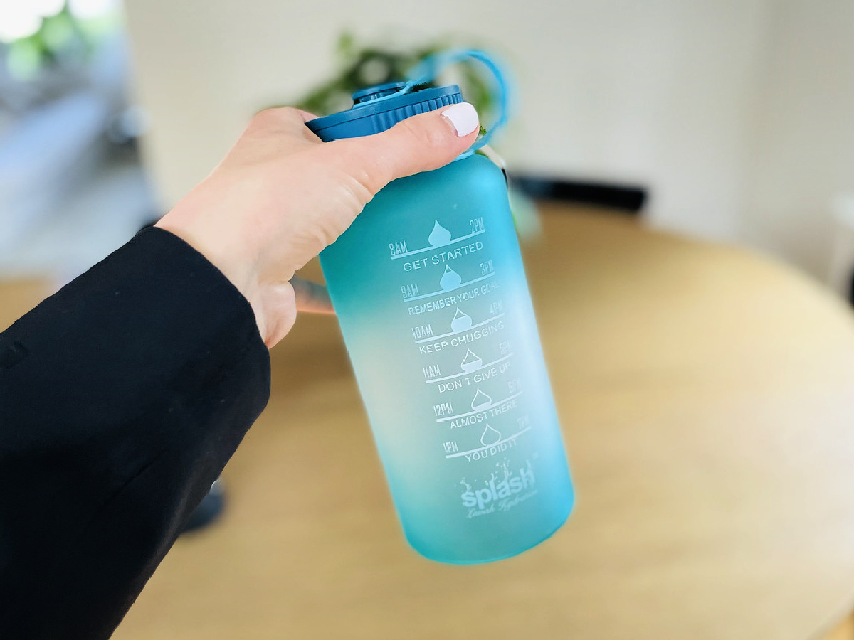 glow bottle motivational water bottle