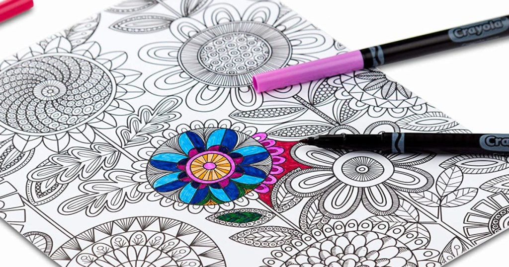 Adult coloring book with fine tip markers