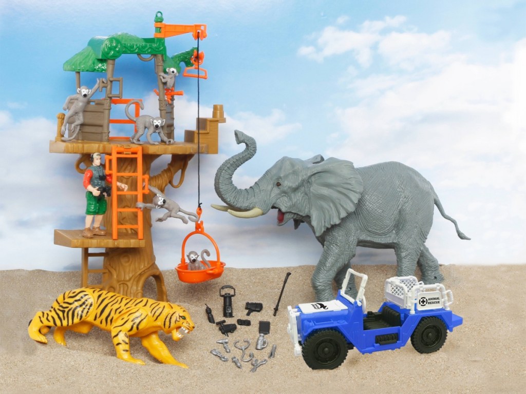 animal safari playset on sand