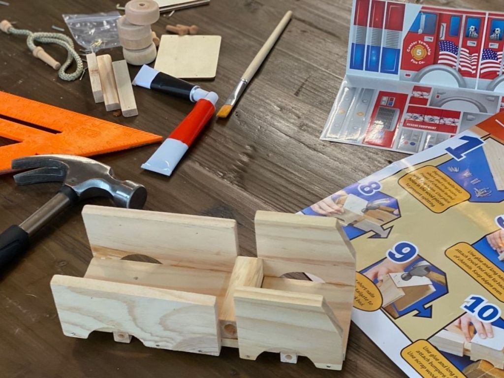 Annie's Woodworking Kit to build a firetruck