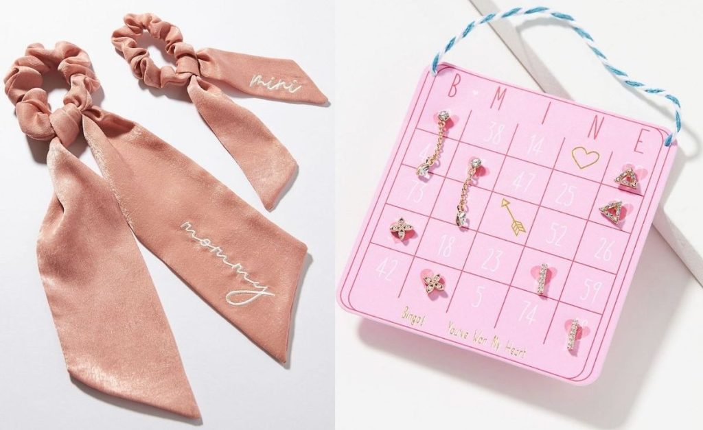 Mother daughter scrunchie set and earring bingo from Anthropologie