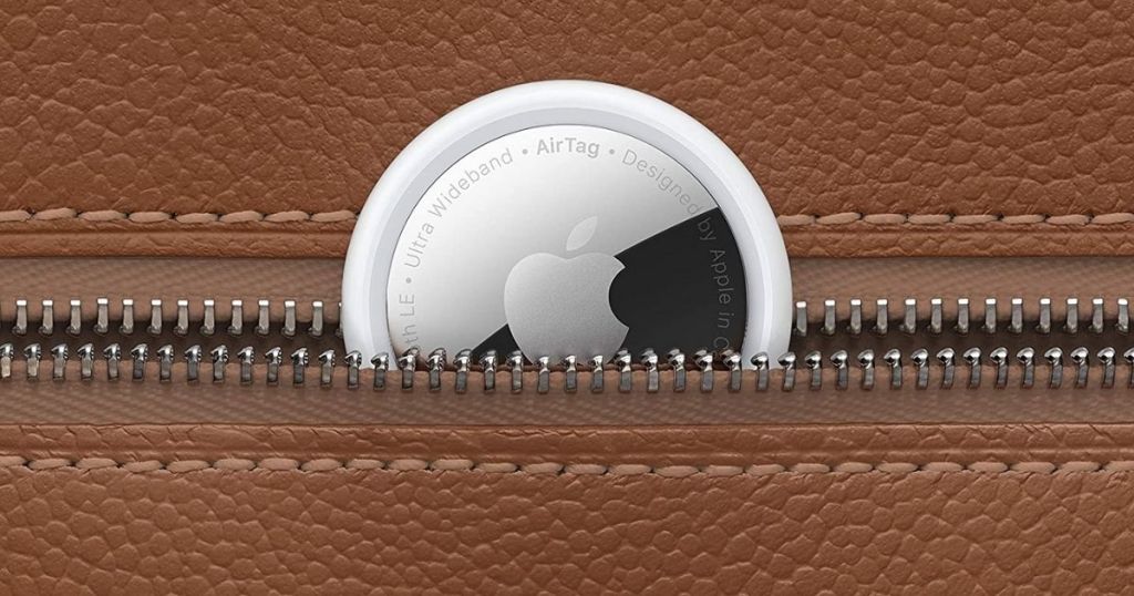 Apple AirTag in zippered leather item