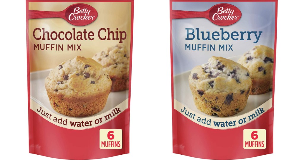 betty crocker chocolate chip and blueberry muffin mix packs