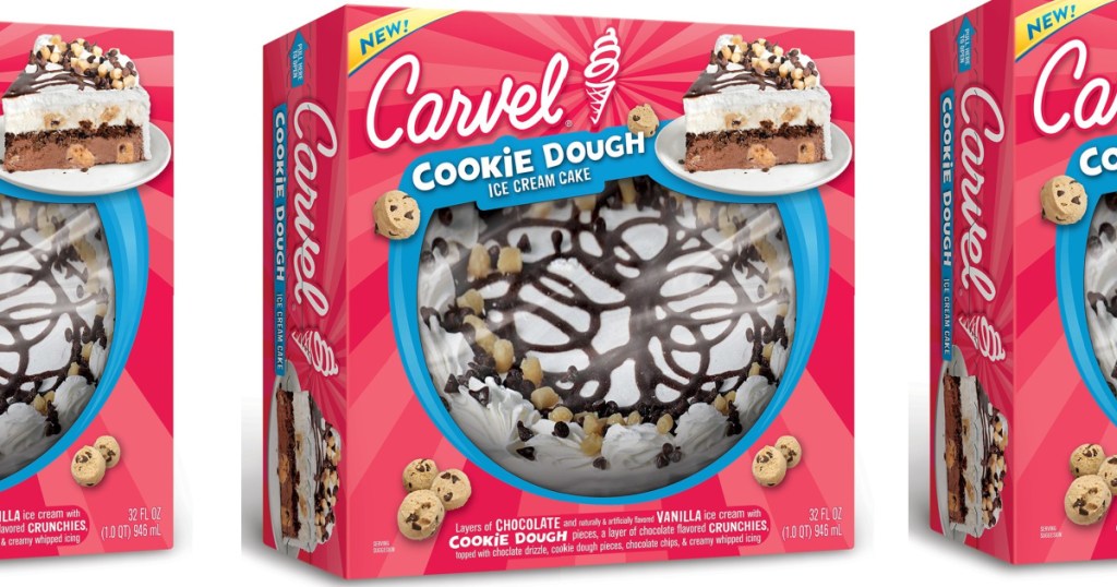 Three Carvel cookie dough cakes in a row