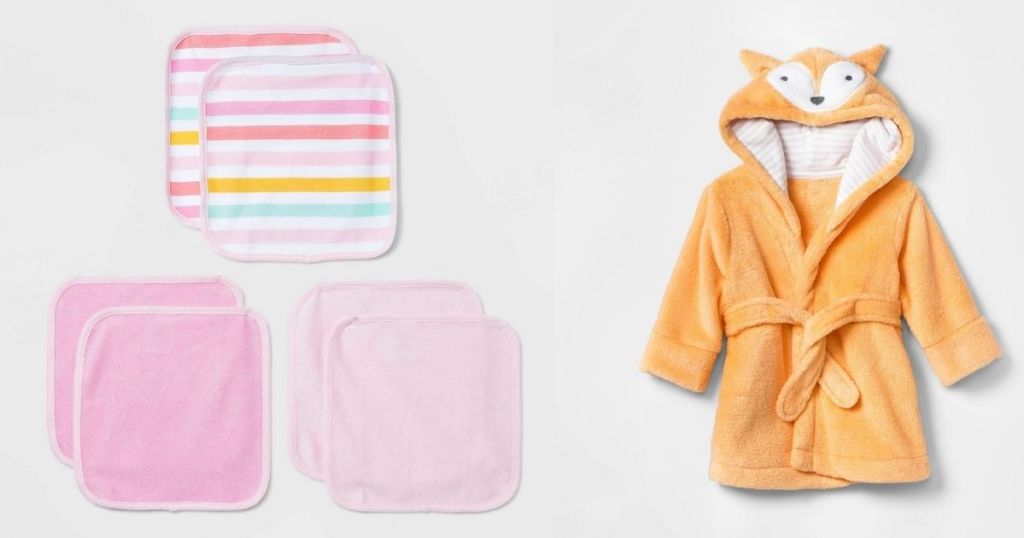 baby washcloths and robe