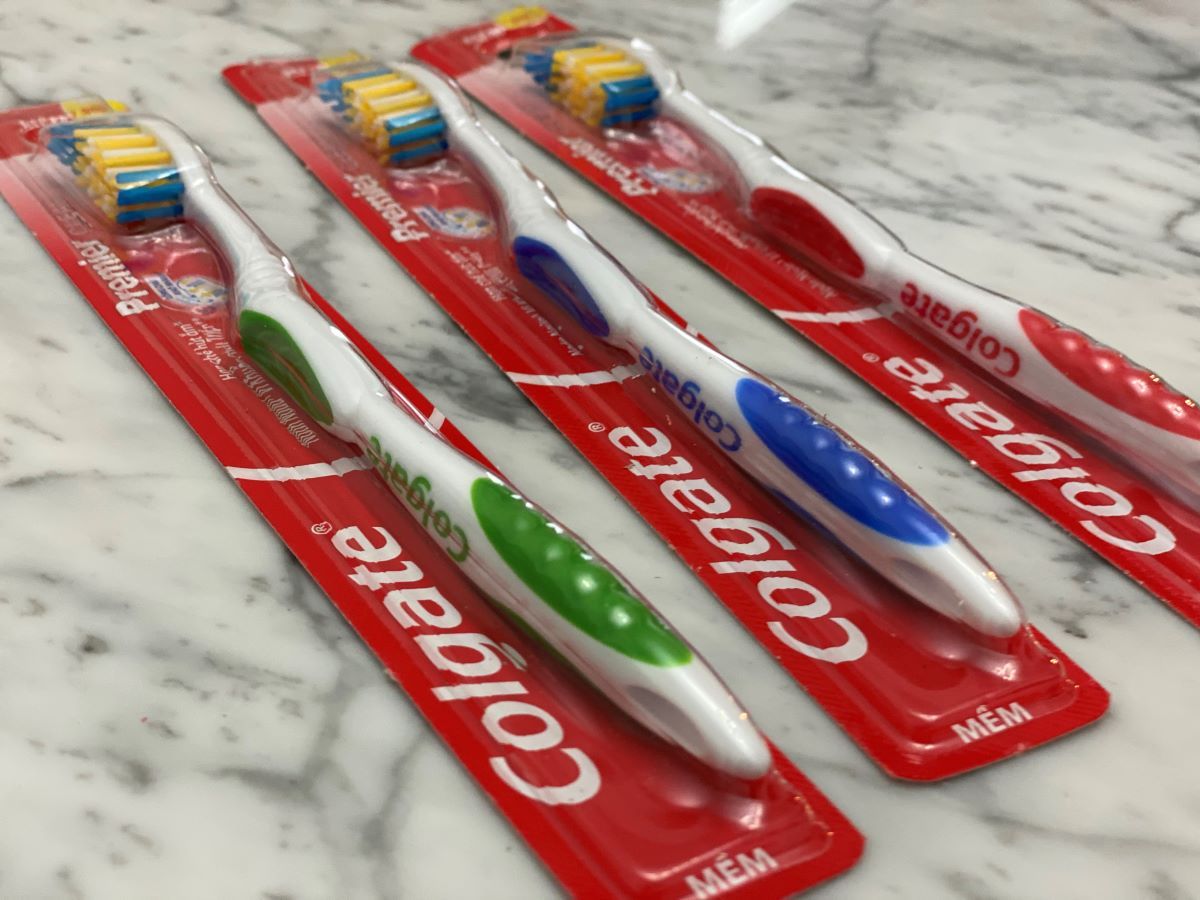 row of Colgate Premier Clean Toothbrushes