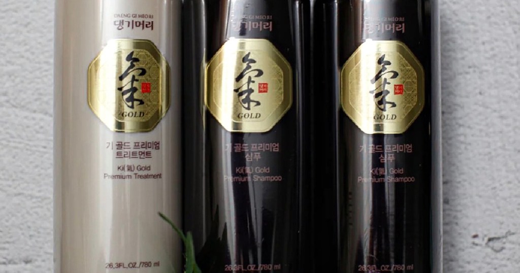 three bottles of Korean hair care
