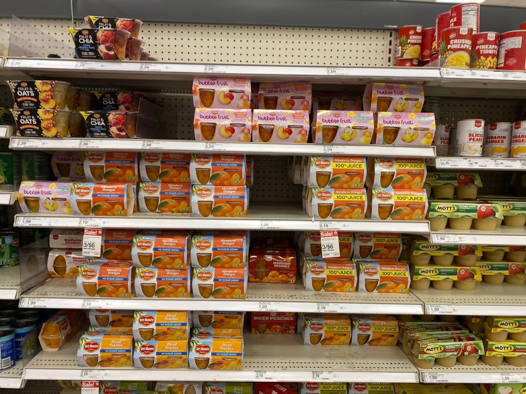 Del Monte Bubble Fruit on Target shelves