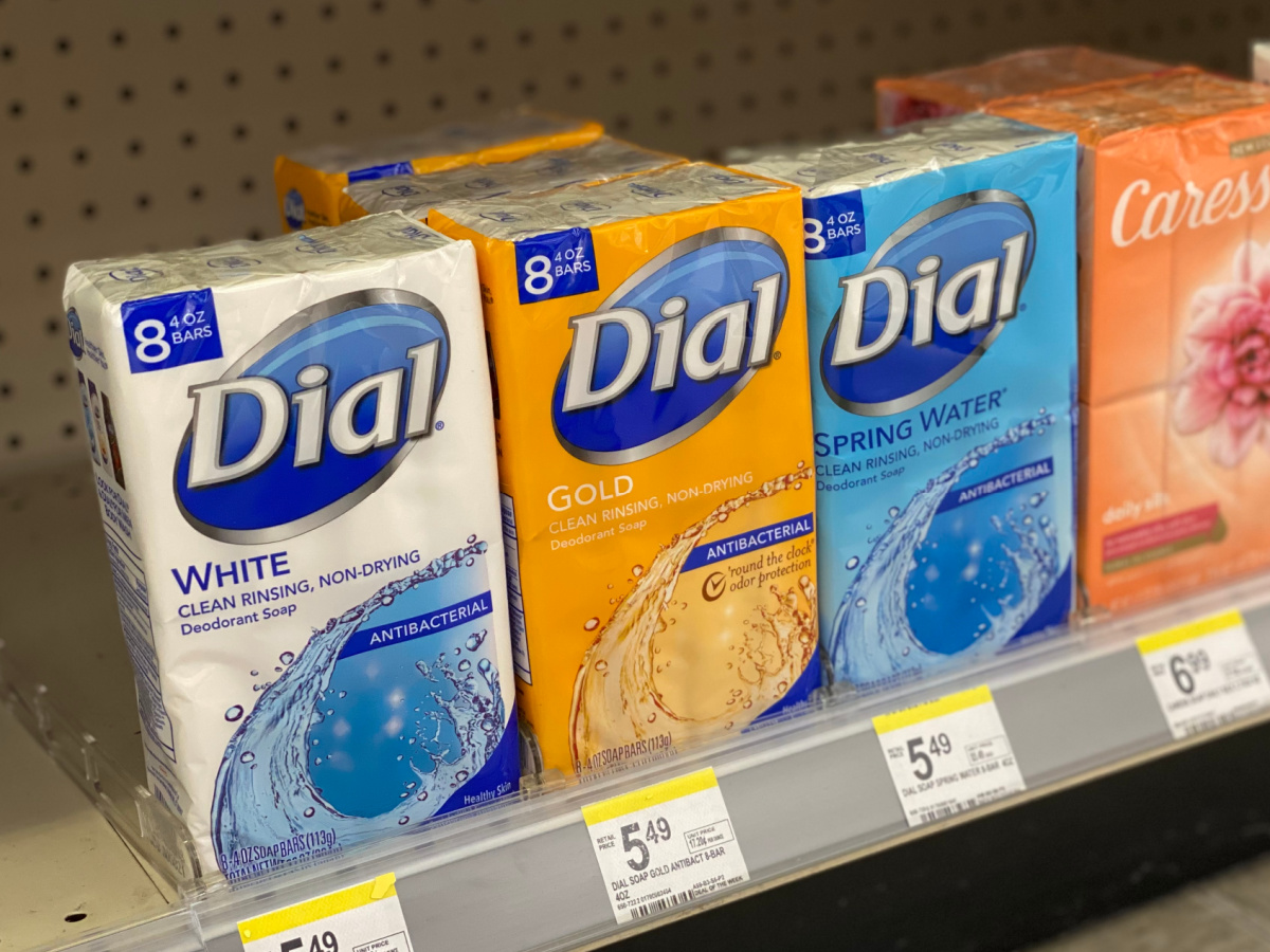 Dial Bar Soap on Walgreens shelf