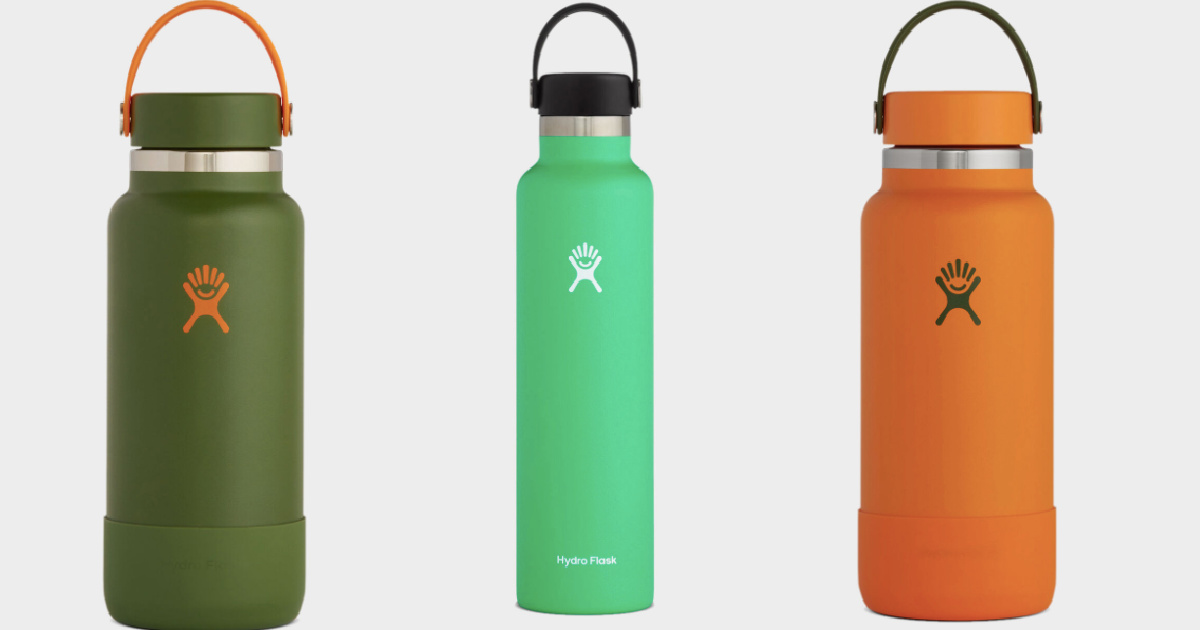 Hydro flask water bottles in various colors