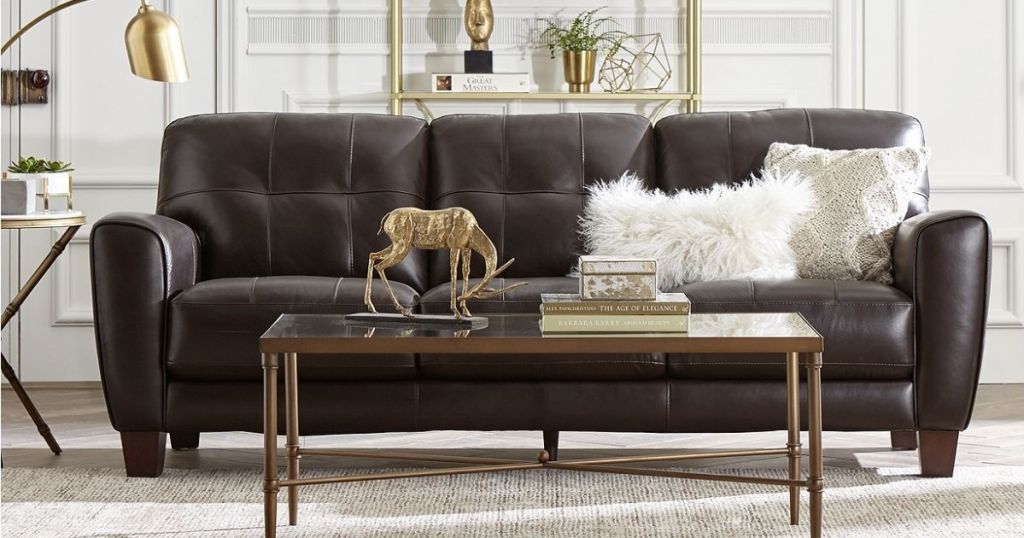 macy s leather kaleb small sofa