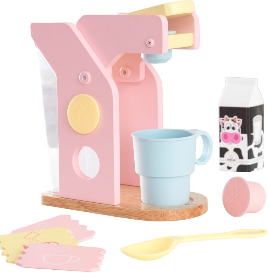 stock image of Kidkraft Pastel Coffee Maker and accessories