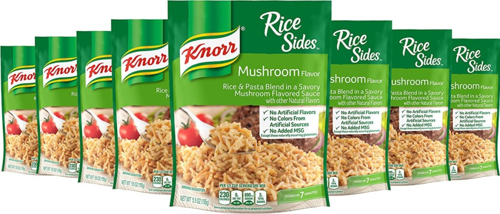 mushroom flavored rice in 8 packets