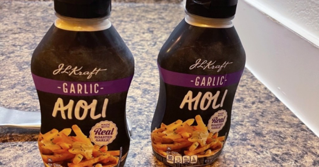 Two bottles of Kraft Garlic Aioli