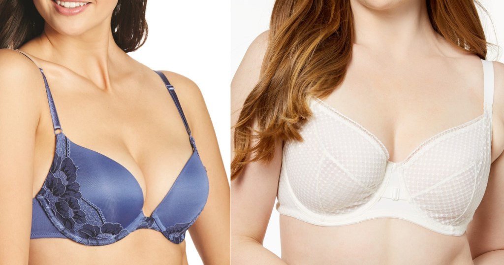 2 women wearing bras