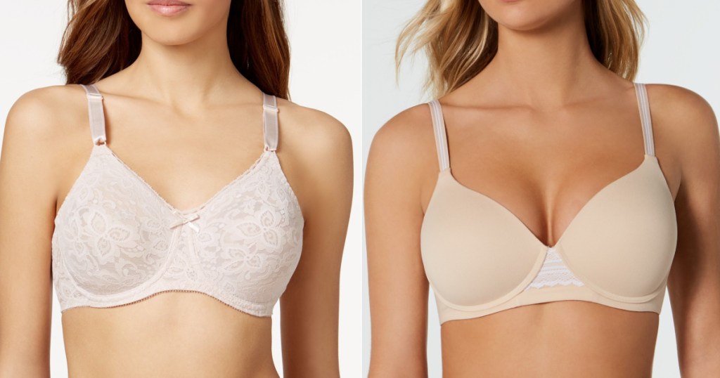 2 women wearing bras