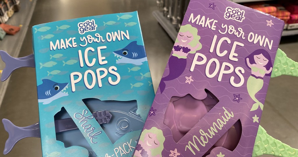 hand holding up Make Your Own Ice Pops Shark or Mermaid