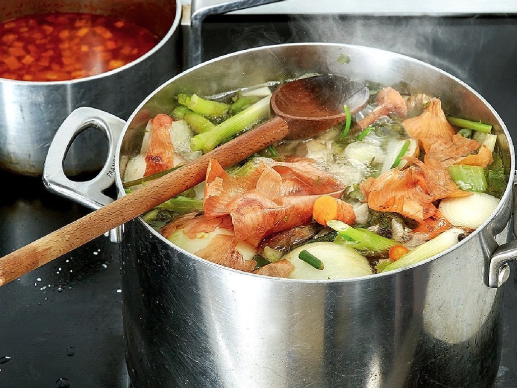 large pot of stock on stove