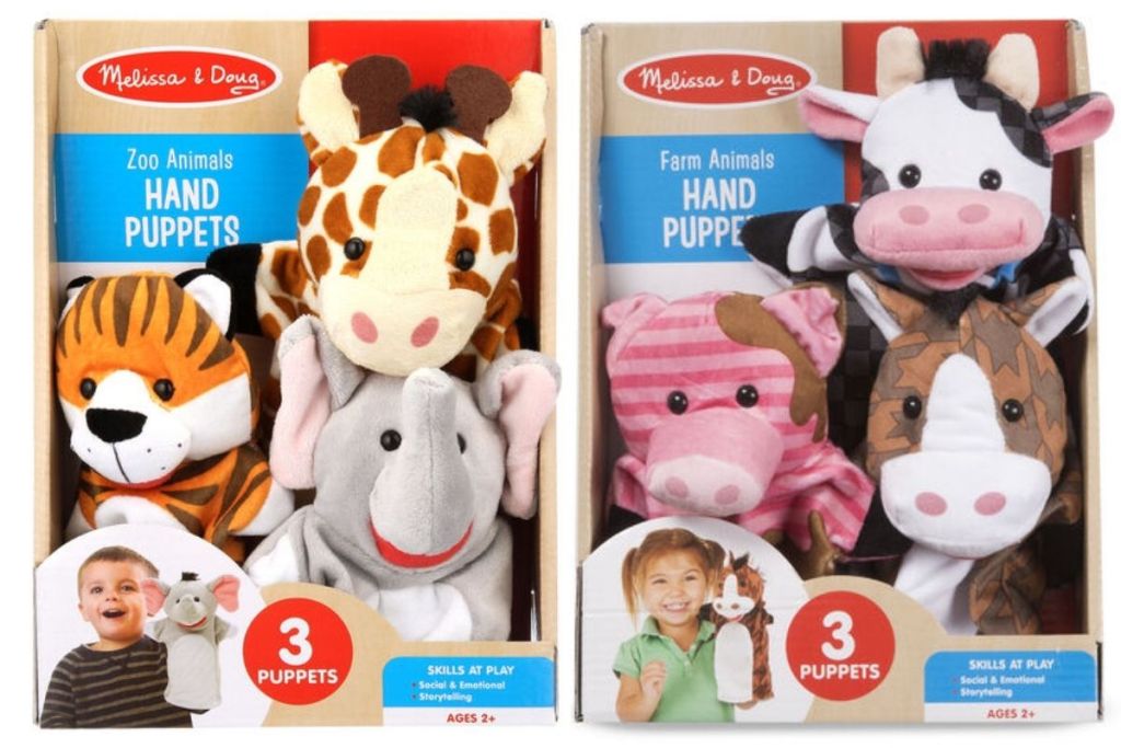 2 Melissa & Doug Hand Puppets in packaging