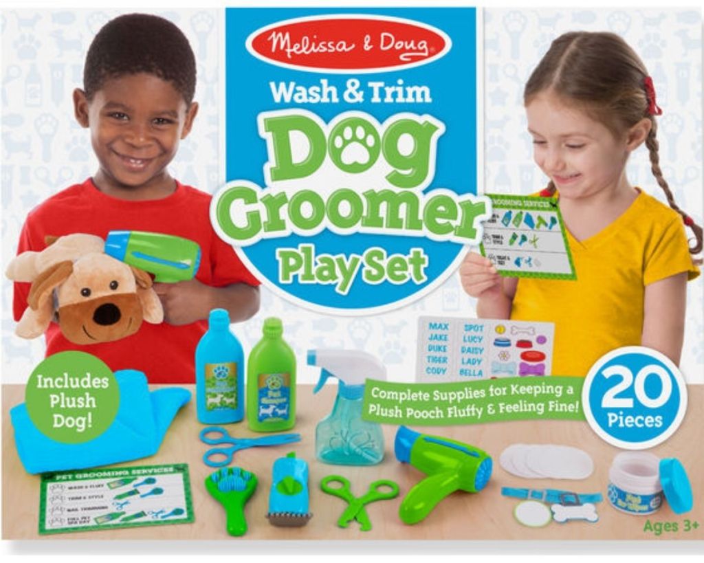 Melissa & Doug Wash & Trim Dog Groomer Play SEt packaging