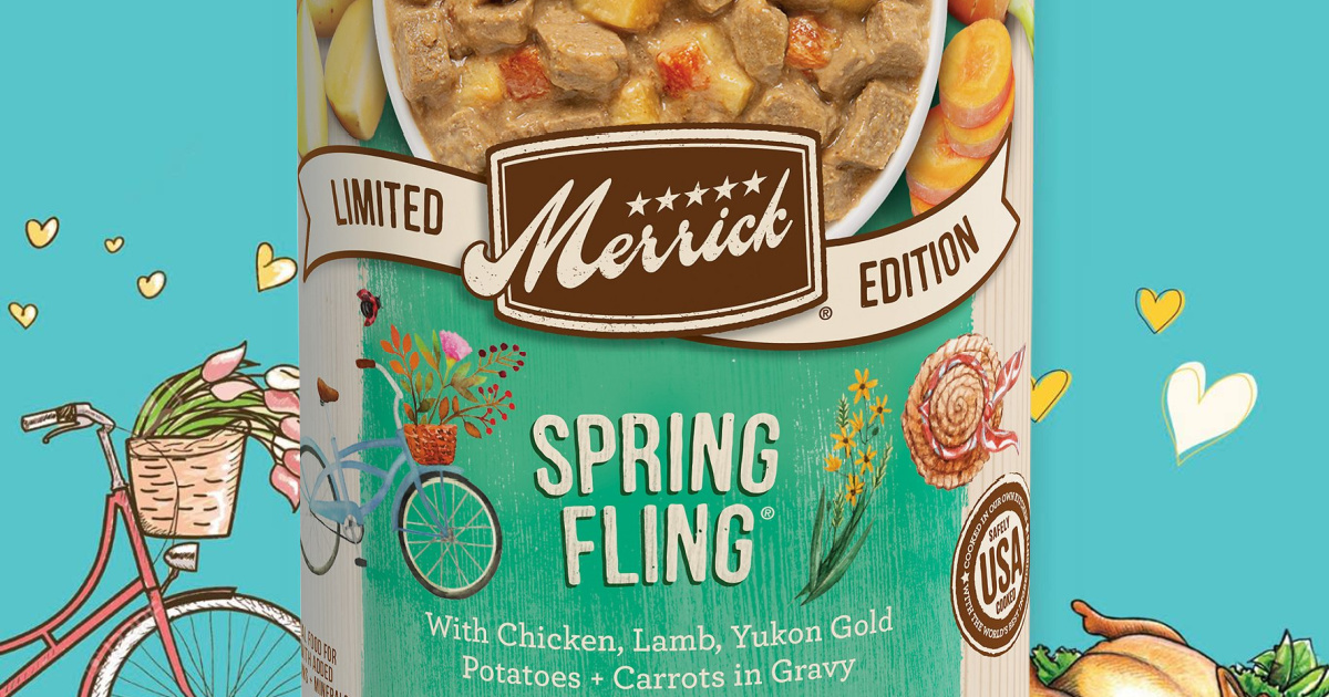 Spring-themed can of dog food