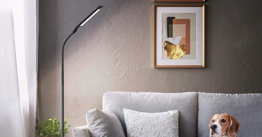 floor lamp next to a couch