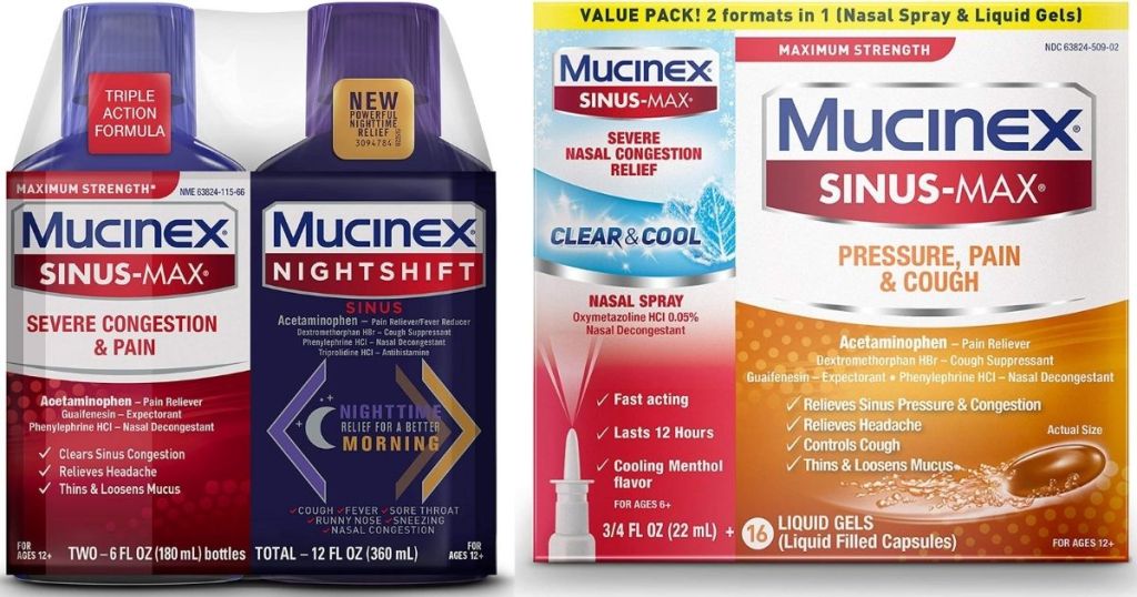 Mucinex Sinus-Max bottles and box