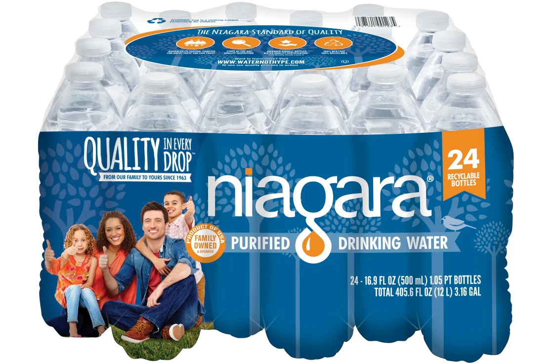 case of niagara brand of bottled water