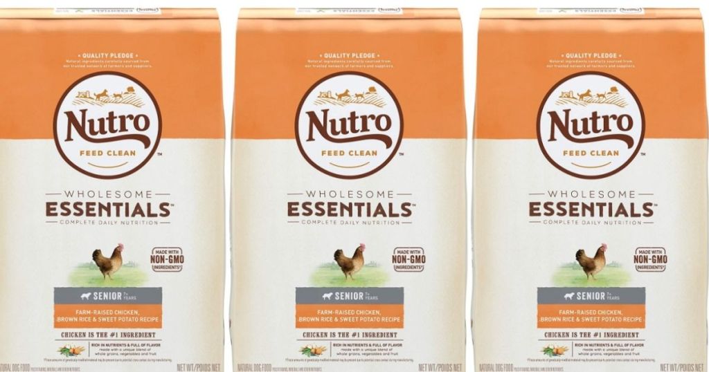 3 Nutro Wholesome Essentials Farm-Raised Chicken, Brown Rice & Sweet Potato Senior Dry Dog Food 15-lb. Bags