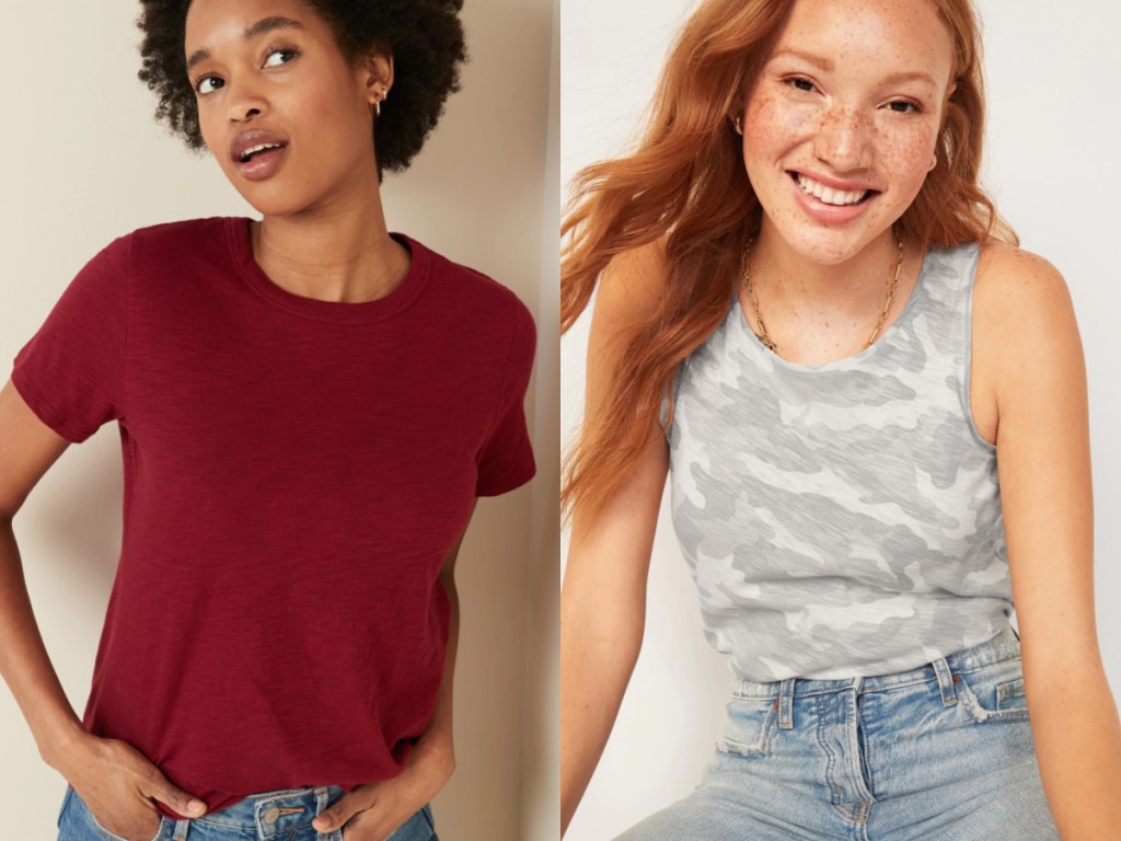 women wearing old navy tee and tank