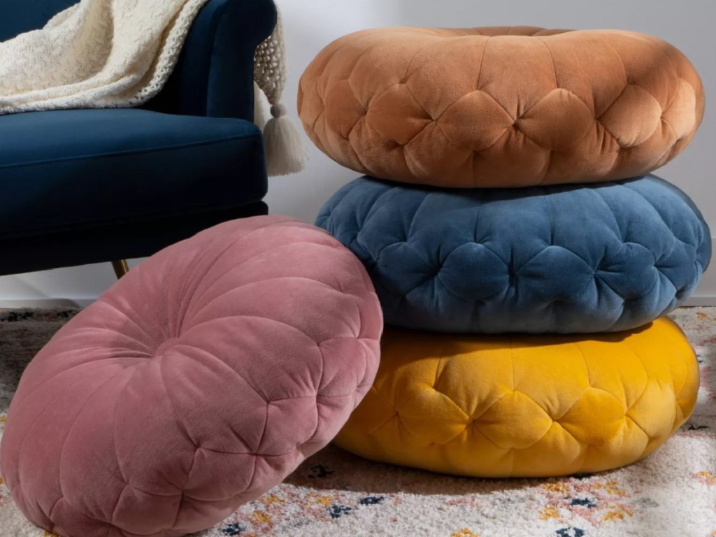 velvet round floor pillows