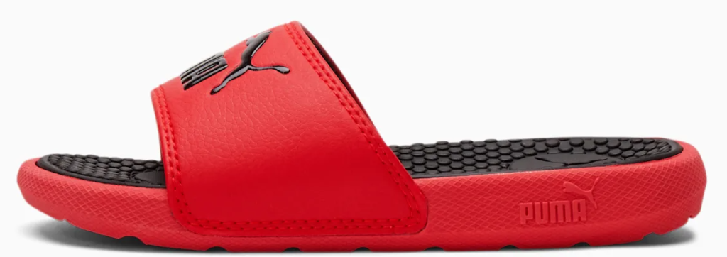 red and black PUMA sandal