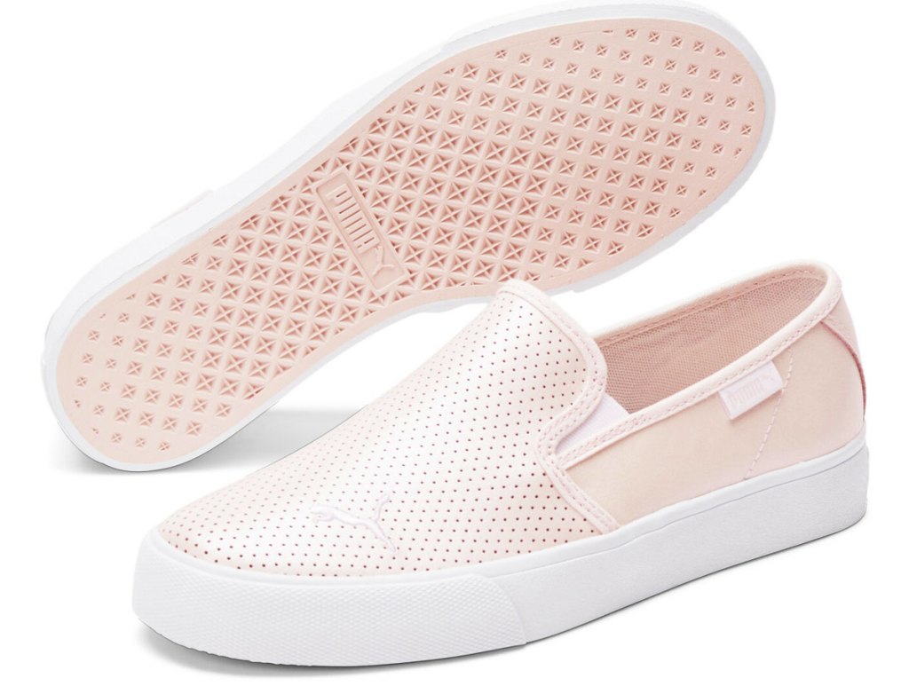metallic pink slip on sneakers