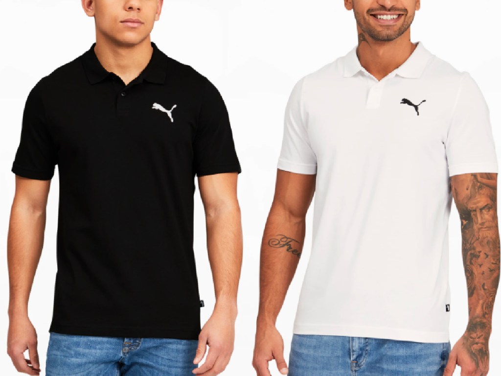 men wearing black and white puma polos