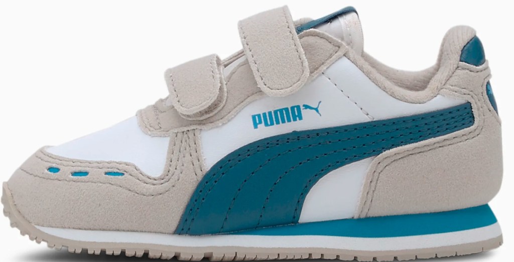 blue and white baby puma shoes