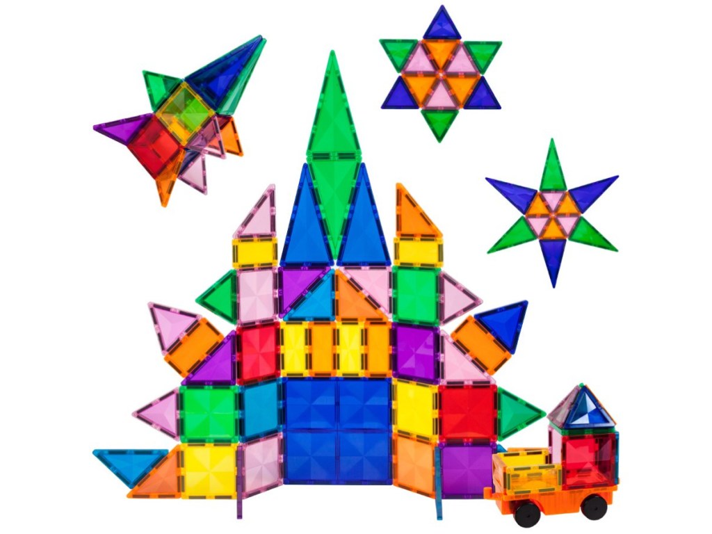diamond and square-shaped building blocks and car