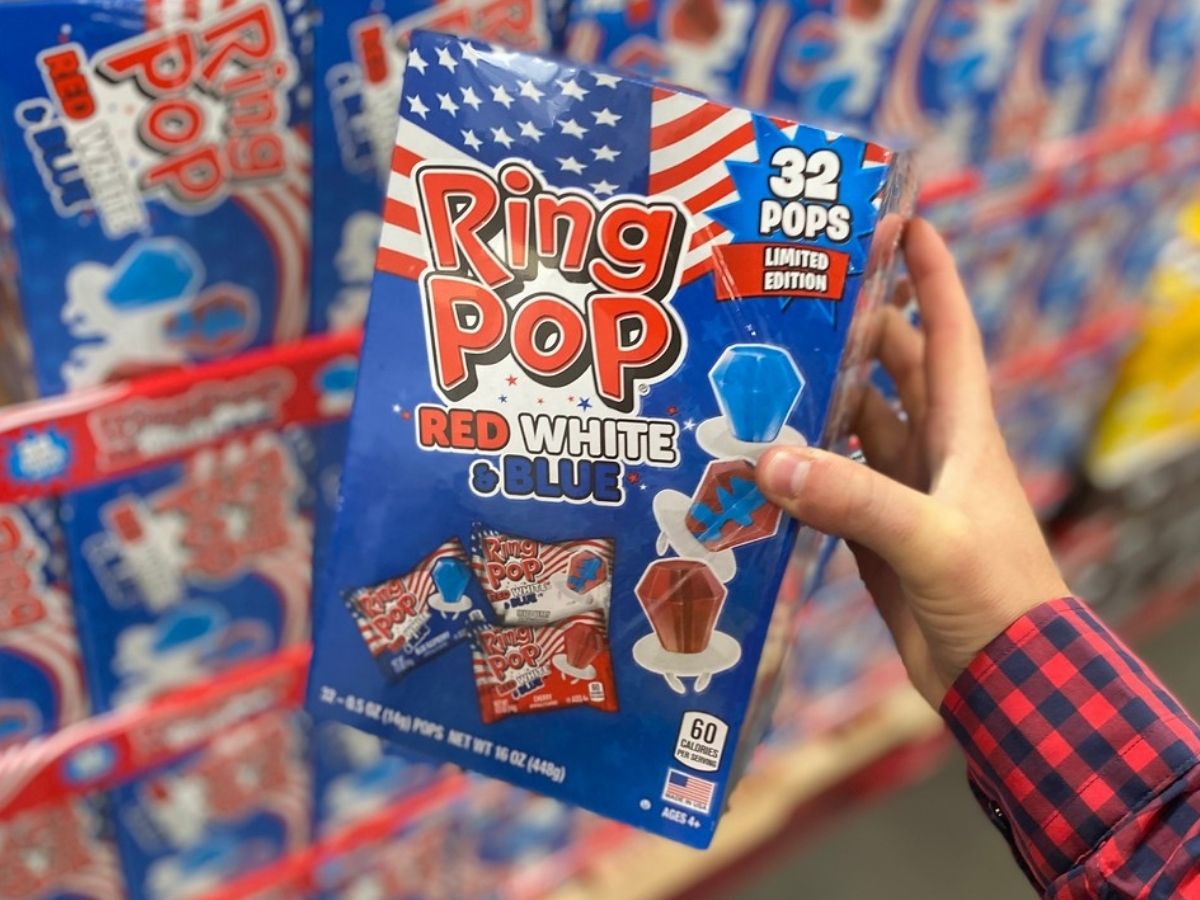 Ring Pop Red, White, and Blue Variety Pack 32-Count Box